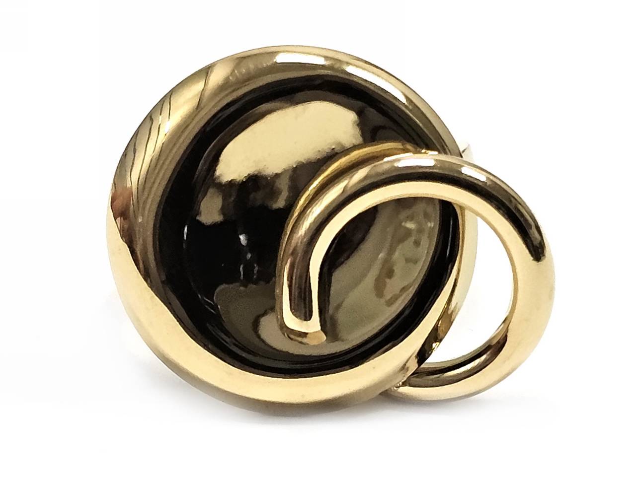 Κομψό Γυναικείο Δαχτυλίδι με Μαύρη Οβάλ Πέτρα και Χρυσή Λεπτομέρεια | 2422-003X