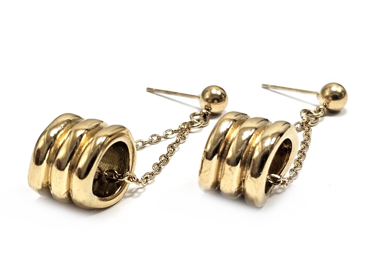 Κομψά Χρυσά Σκουλαρίκια με Στρογγυλεμένα Στοιχεία και Ευκάμπτη Αλυσίδα | 2422-037X