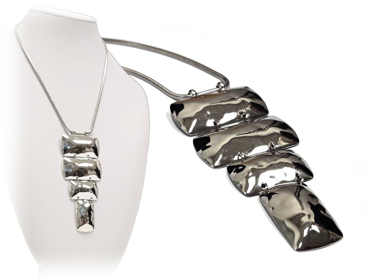 Κολιέ με Κρεμαστό Μοτίβο και Γυαλιστερά Ορθογώνια Στοιχεία από Ατσάλι | 2512-106A