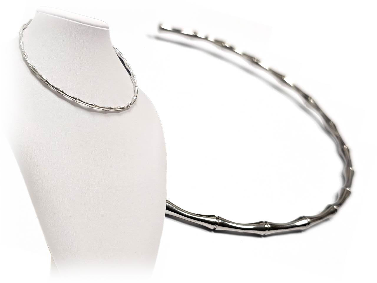 Γυναικείο Ασημένιο Κολιέ με Σχεδιασμό Μπαμπού | 2512-114A