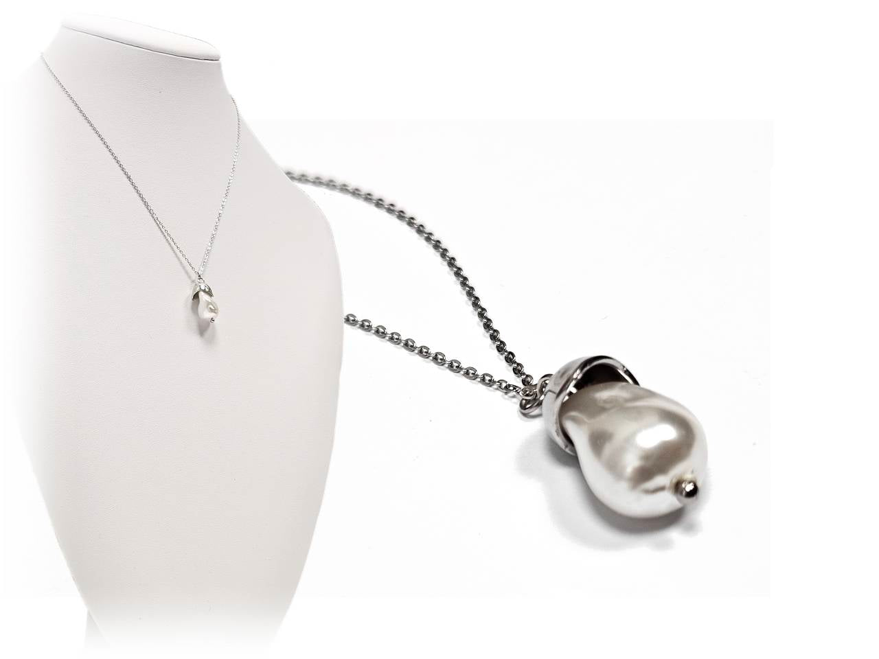 Γυναικείο Κολιέ με Λεπτή Αλυσίδα και Μαργαριτάρι σε Σχήμα Δάκρυ | 2512-127A