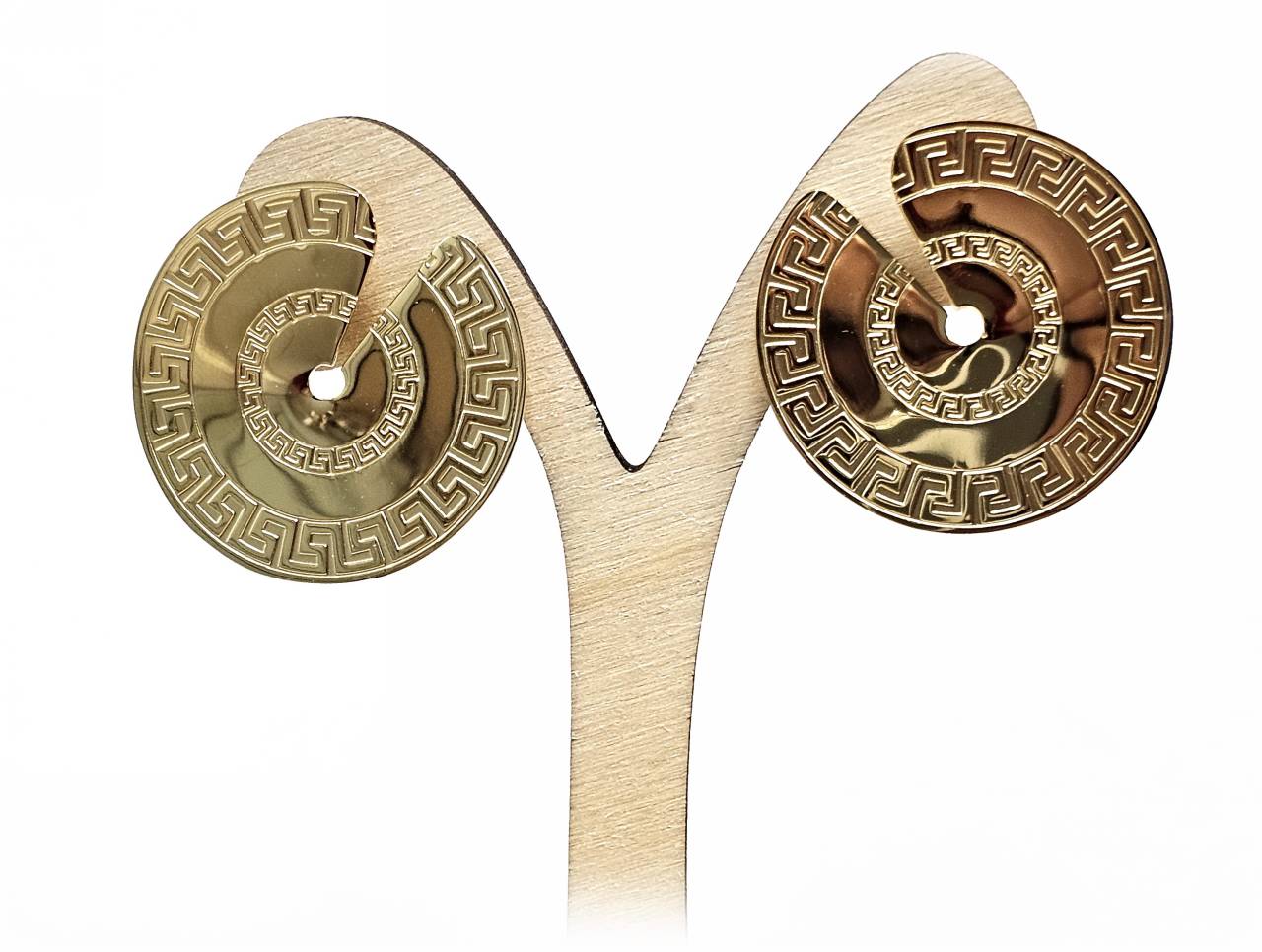 Γυναικεία Σκουλαρίκια με Χρυσούς Σπειροειδείς Δίσκους και Αρχαιοελληνικά Μοτίβα | 2512-322X