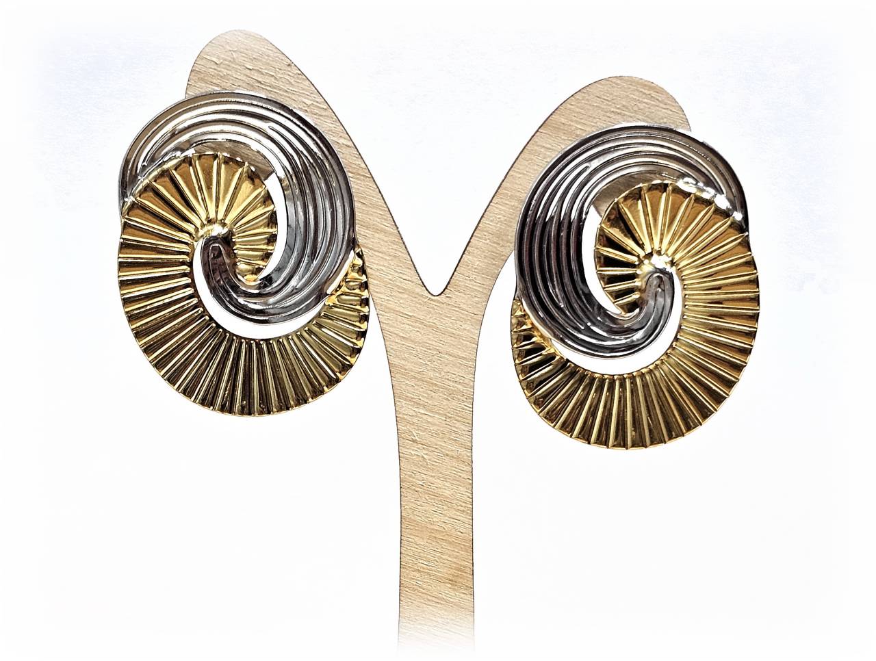 Γυναικεία Σκουλαρίκια Σπειροειδή Δίχρωμα Χρυσό & Ασημί από Ατσάλι | 2512-339A