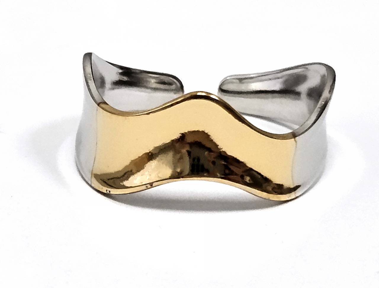 Γυναικείο Δαχτυλίδι με Κυματιστό Σχέδιο σε Ασημί και Χρυσό | 2512-433X