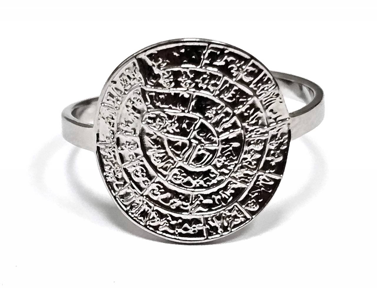 Γυναικείο Δαχτυλίδι με Ανάγλυφο Αρχαιολογικό Μοτίβο σε Ασημί Χρώμα | 2512-437A