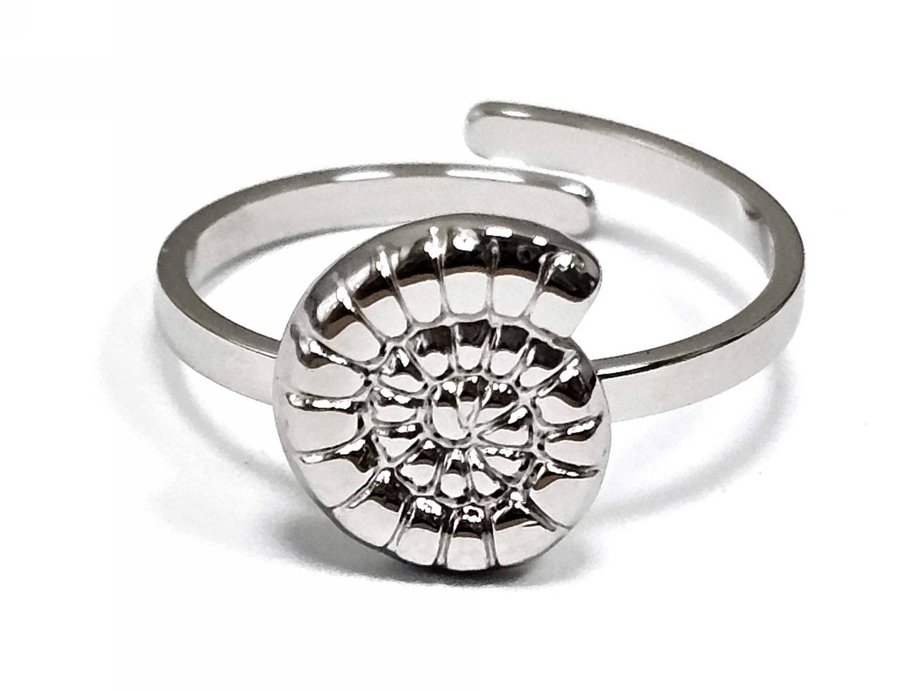 Γυναικείο Δαχτυλίδι από Ασήμι με Σχέδιο Αμμωνίτη και Ανοιχτό Σχεδιασμό | 2512-444A