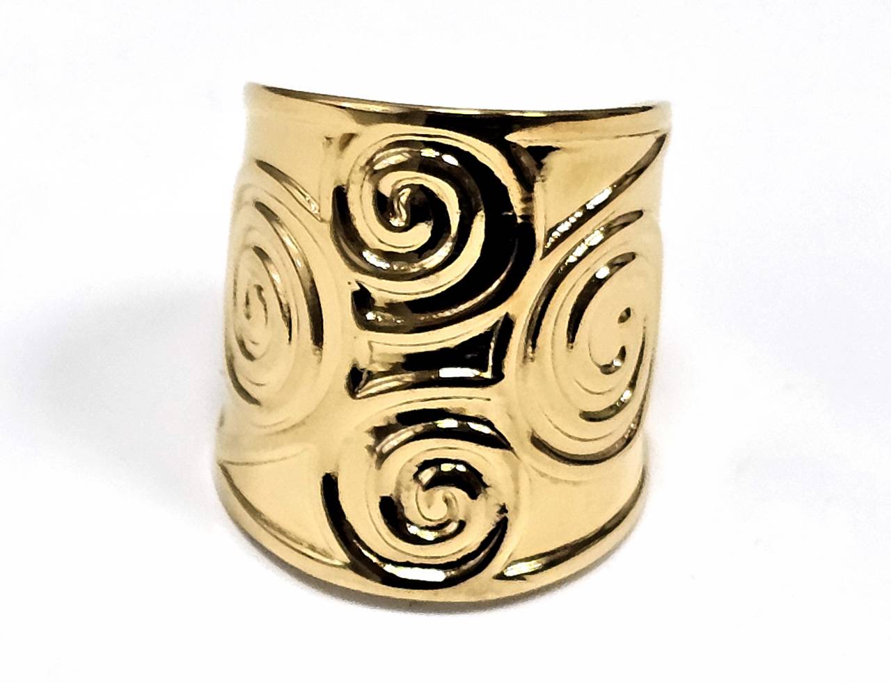 Γυναικείο Χρυσό Δαχτυλίδι με Φαρδιά Κατασκευή και Σπειροειδή Μοτίβα | 2512-452X