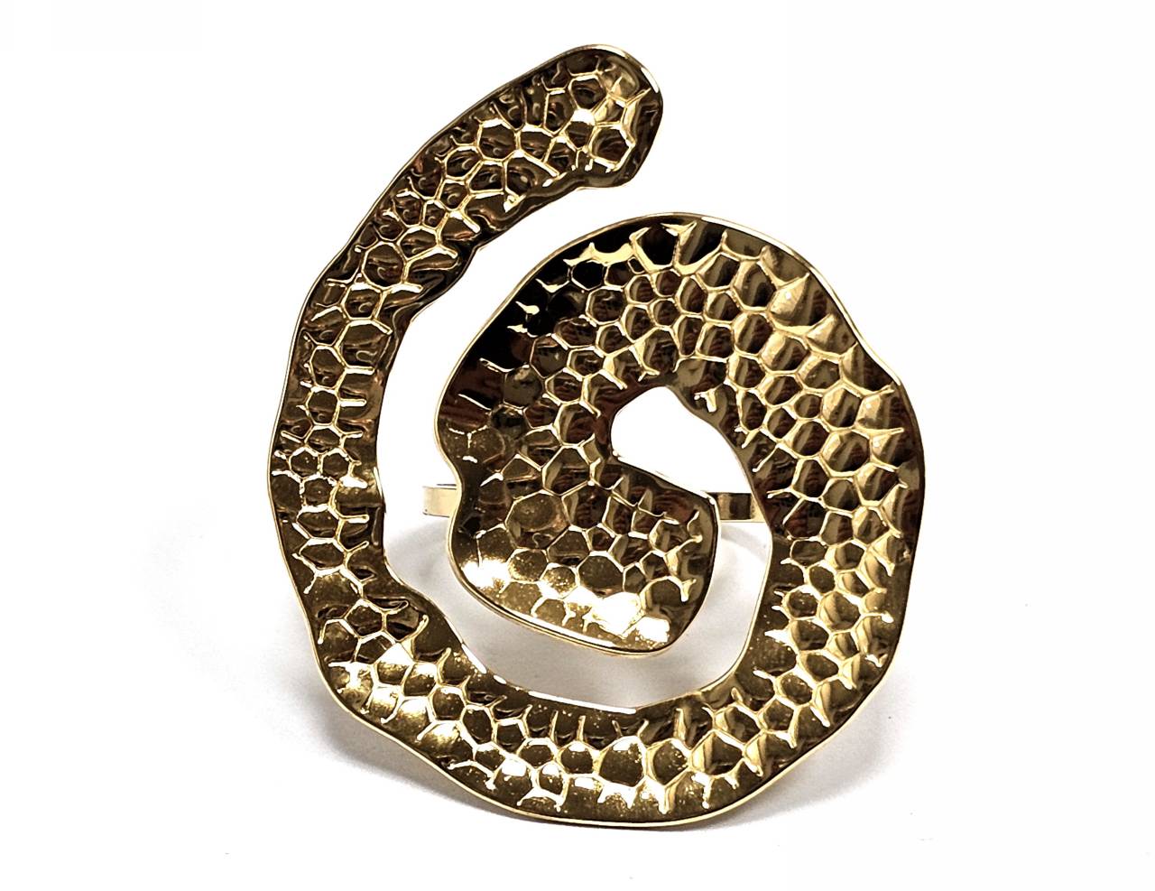 Χρυσό Γυναικείο Δαχτυλίδι με Σχέδιο Σπείρας και Ανάγλυφη Υφή | 2512-463X