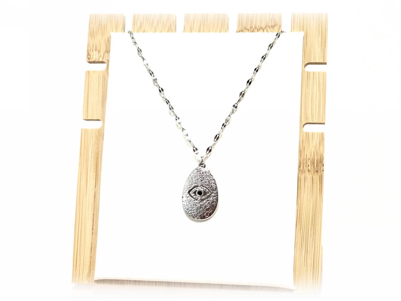 Κολιέ Ατσάλι 316L, αλυσίδα με μάτι σε χρώμα Ασημί