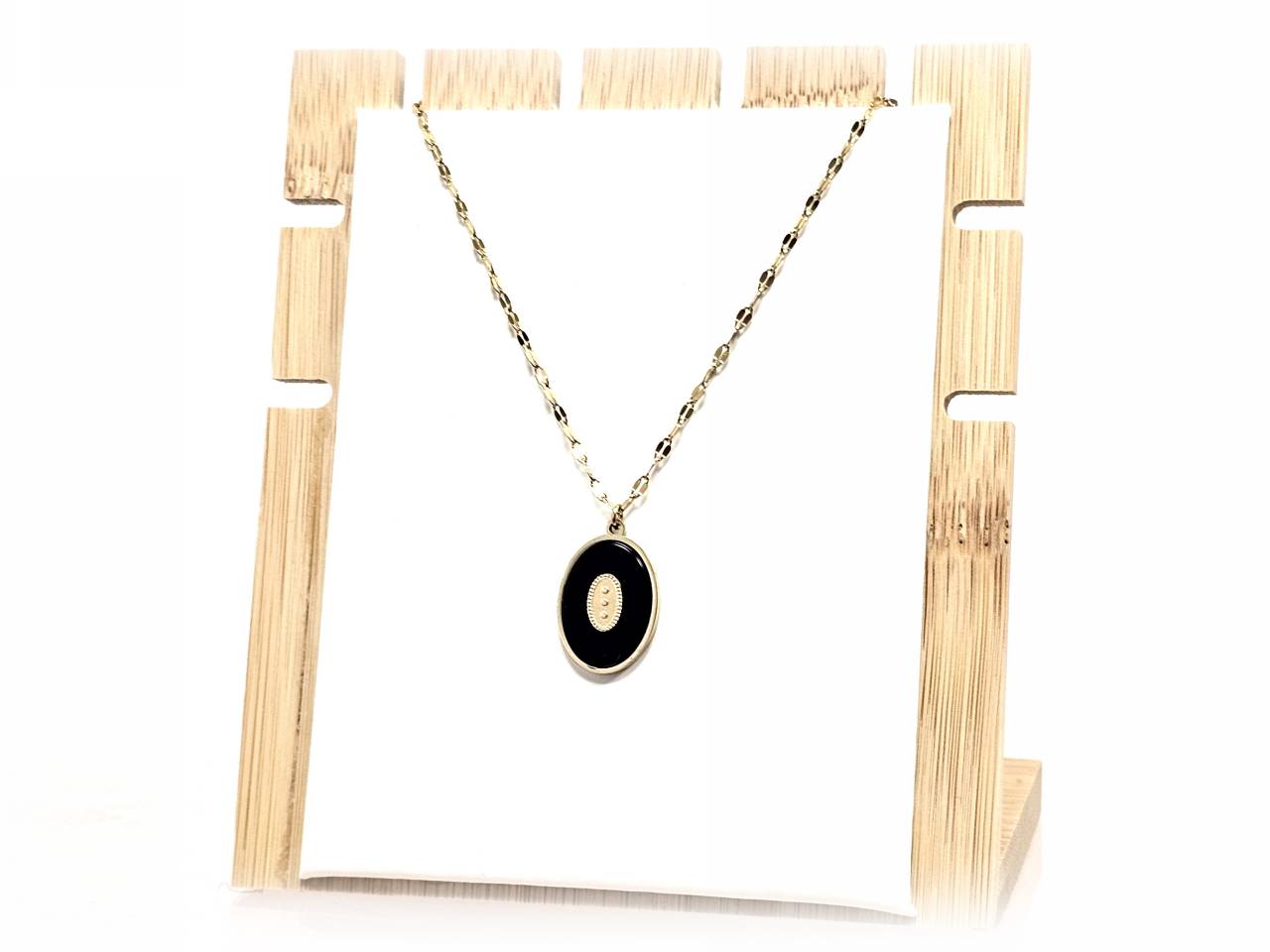 Κολιέ Πέτρα 316L, αλυσίδα με αχάτη σε χρώμα Χρυσαφί