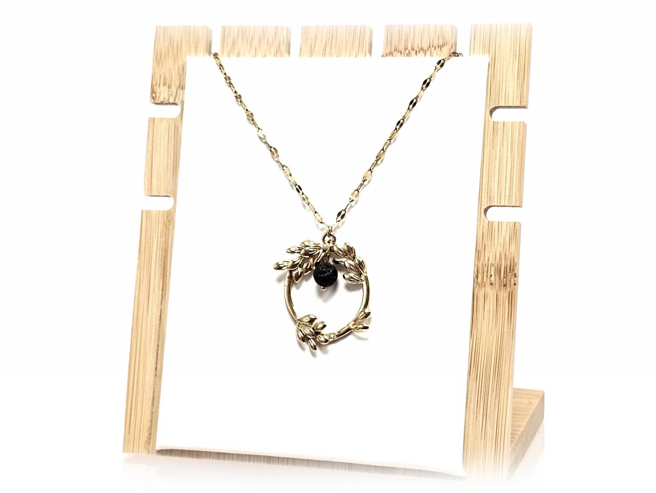 Κολιέ Πέτρα 316L, αλυσίδα με λάβα σε χρώμα Χρυσαφί