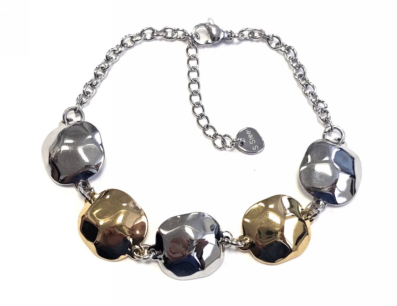 Βραχιόλι Ατσάλι 316L, αλυσίδα σε χρώμα Ασημί και χρώμα Χρυσαφί