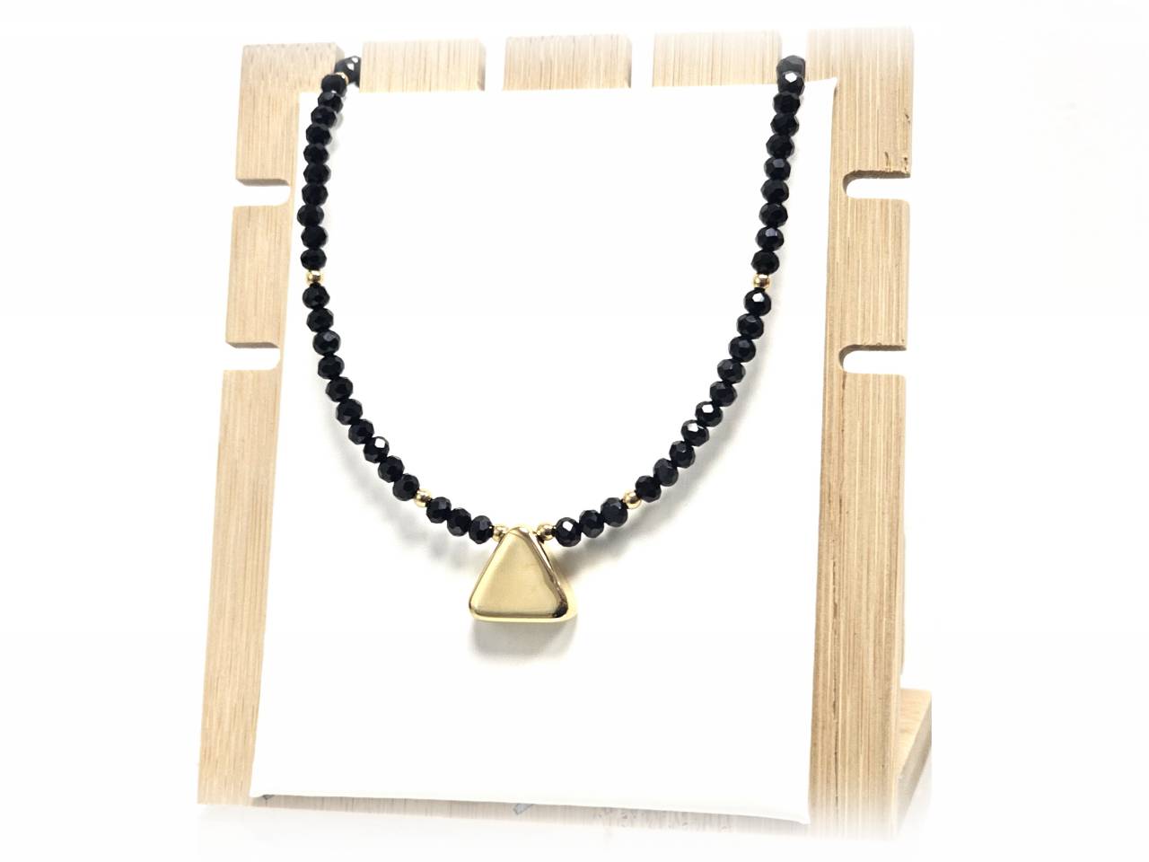 Κολιέ Ατσάλι 316L, τρίγωνο με κρυσταλλάκι σε χρώμα Χρυσαφί