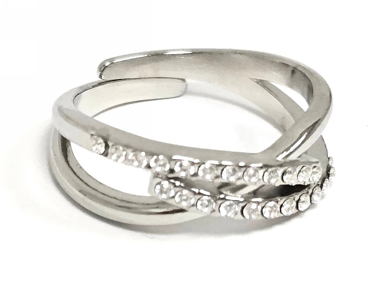 Δαχτυλίδι Ατσάλι 316L, με στρας σε χρώμα Ασημί