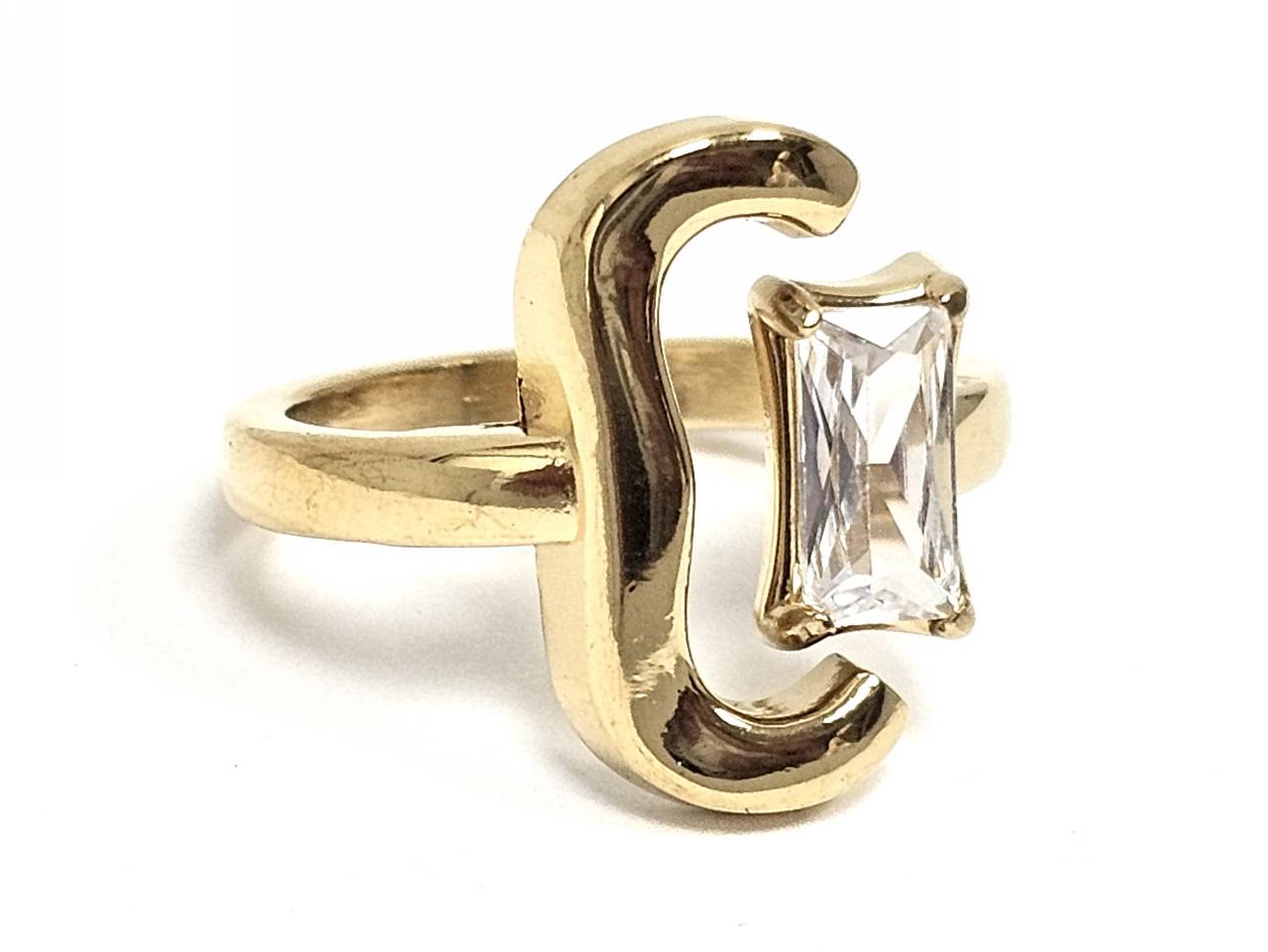 Δαχτυλίδι Ατσάλι 316L, με στρας σε χρώμα Χρυσαφί