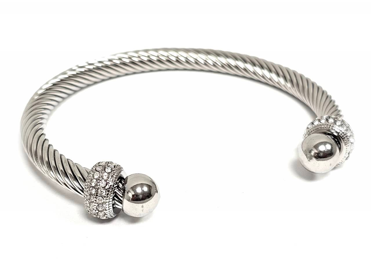 Βραχιόλι Ατσάλι 316L, με στρας σε χρώμα Ασημί