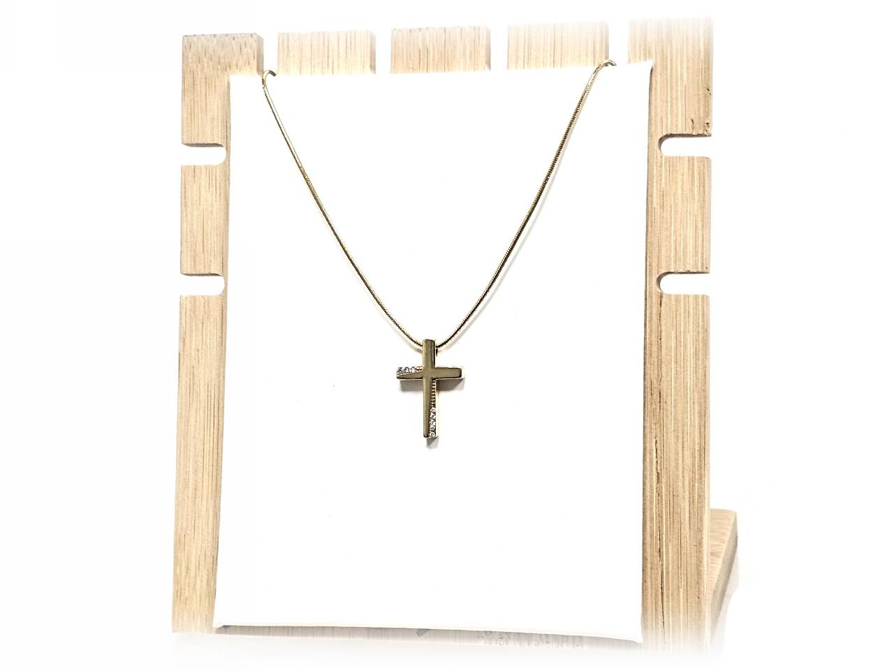 Κολιέ Ατσάλι 316L, αλυσίδα με σταυρό και στρας σε χρώμα Χρυσαφί