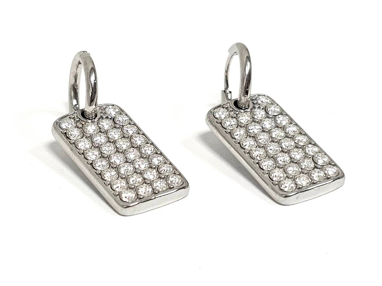 Σκουλαρίκια Ατσάλι 316L, κρίκος με στρας σε χρώμα Ασημί