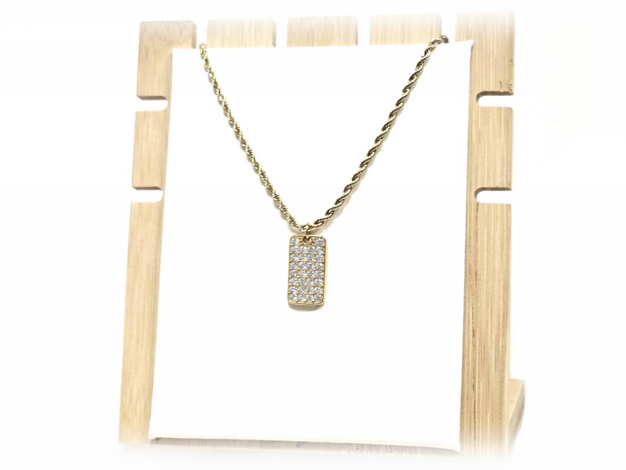 Κολιέ Ατσάλι 316L, αλυσίδα με στρας σε χρώμα Χρυσαφί