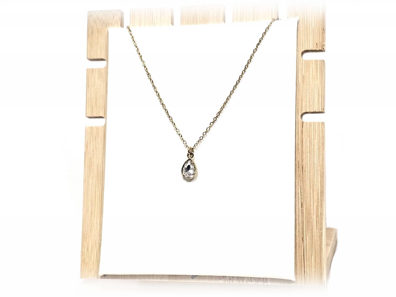 Κολιέ Ατσάλι 316L , με στρας σε χρώμα Χρυσαφί