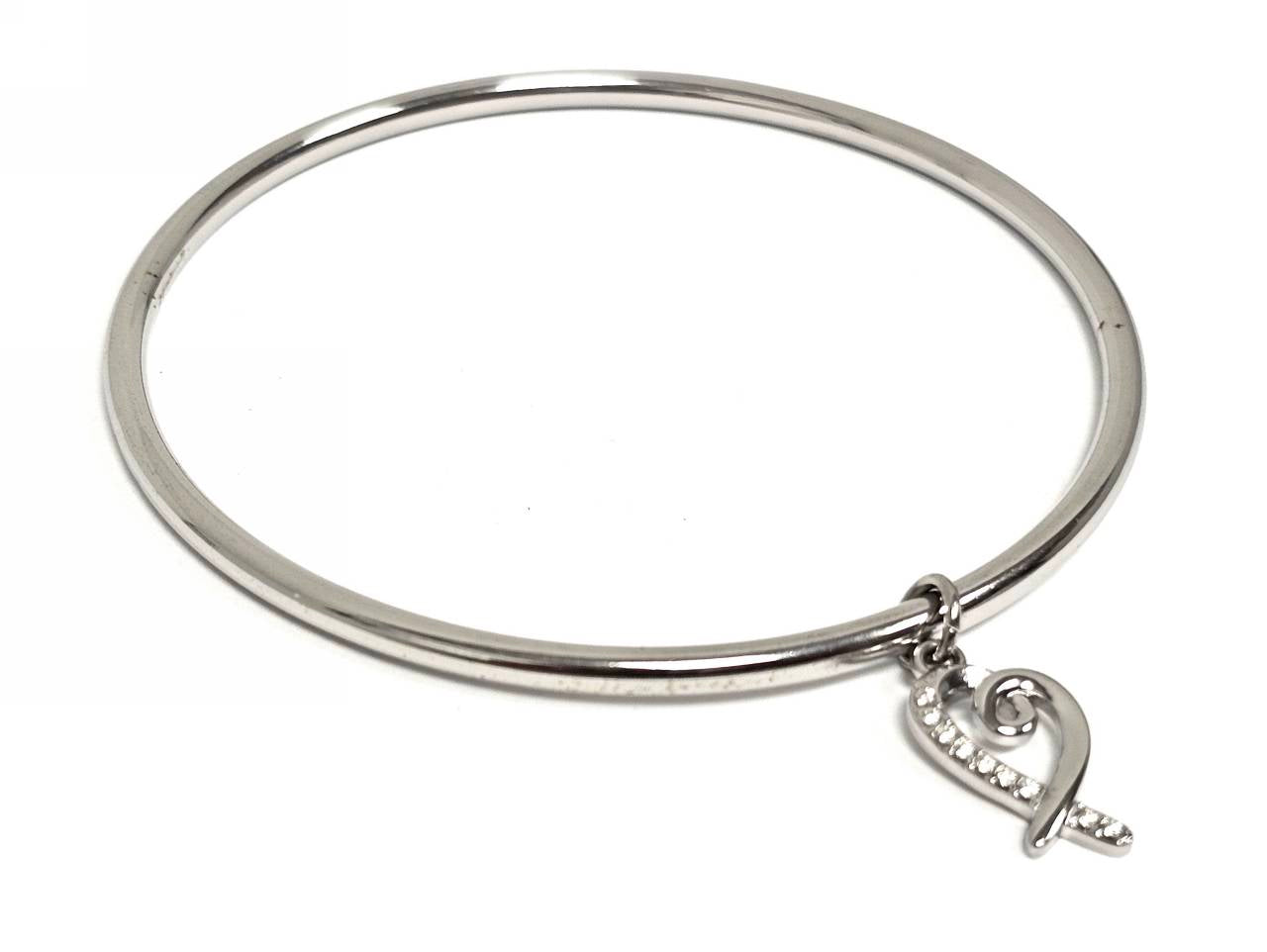 Βραχιόλι Ατσάλι 316L, με καρδιά και στρας σε χρώμα Ασημί