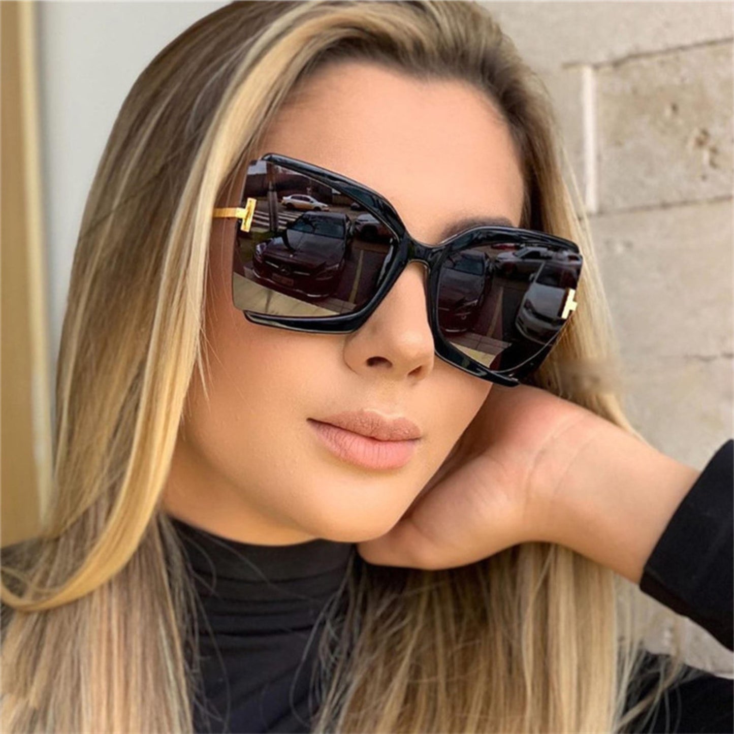 Amelie Black oversized γυαλί ηλίου