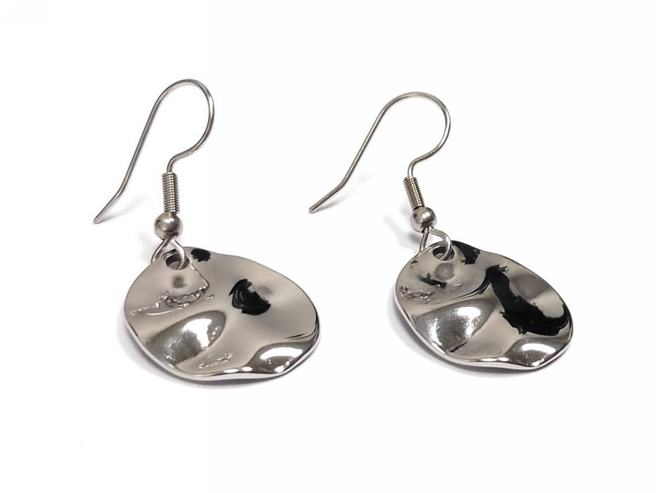 Λαμπερά Ασημένια Σκουλαρίκια με Καθρέφτη Περίγραμμα και Ασφαλή Γάντζο Κλείσιμο | 2411-952A