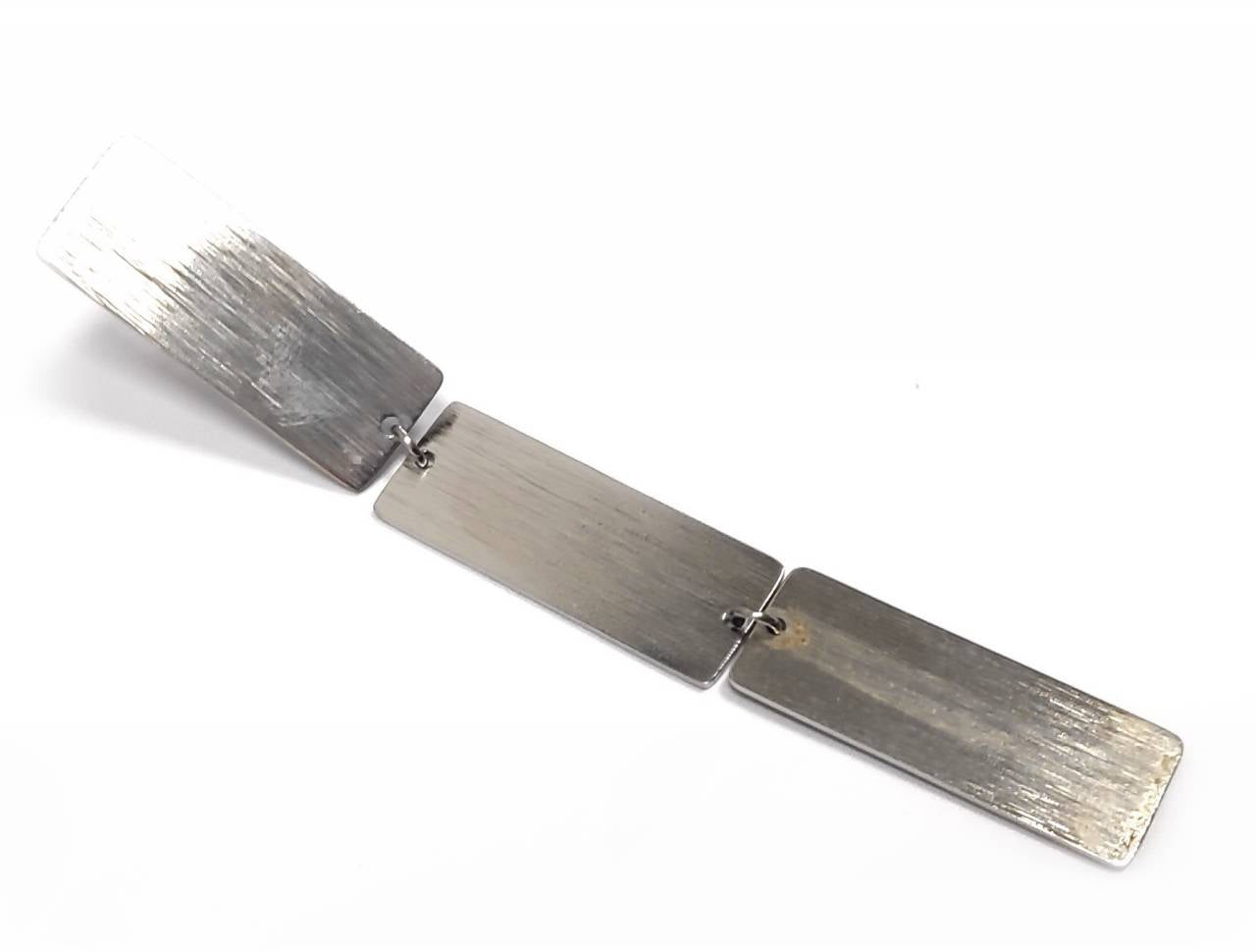 Μοντέρνα Μινιμαλιστικά Σκουλαρίκια με Μεταλλικές Ορθογώνιες Πλάκες | 2412-108A