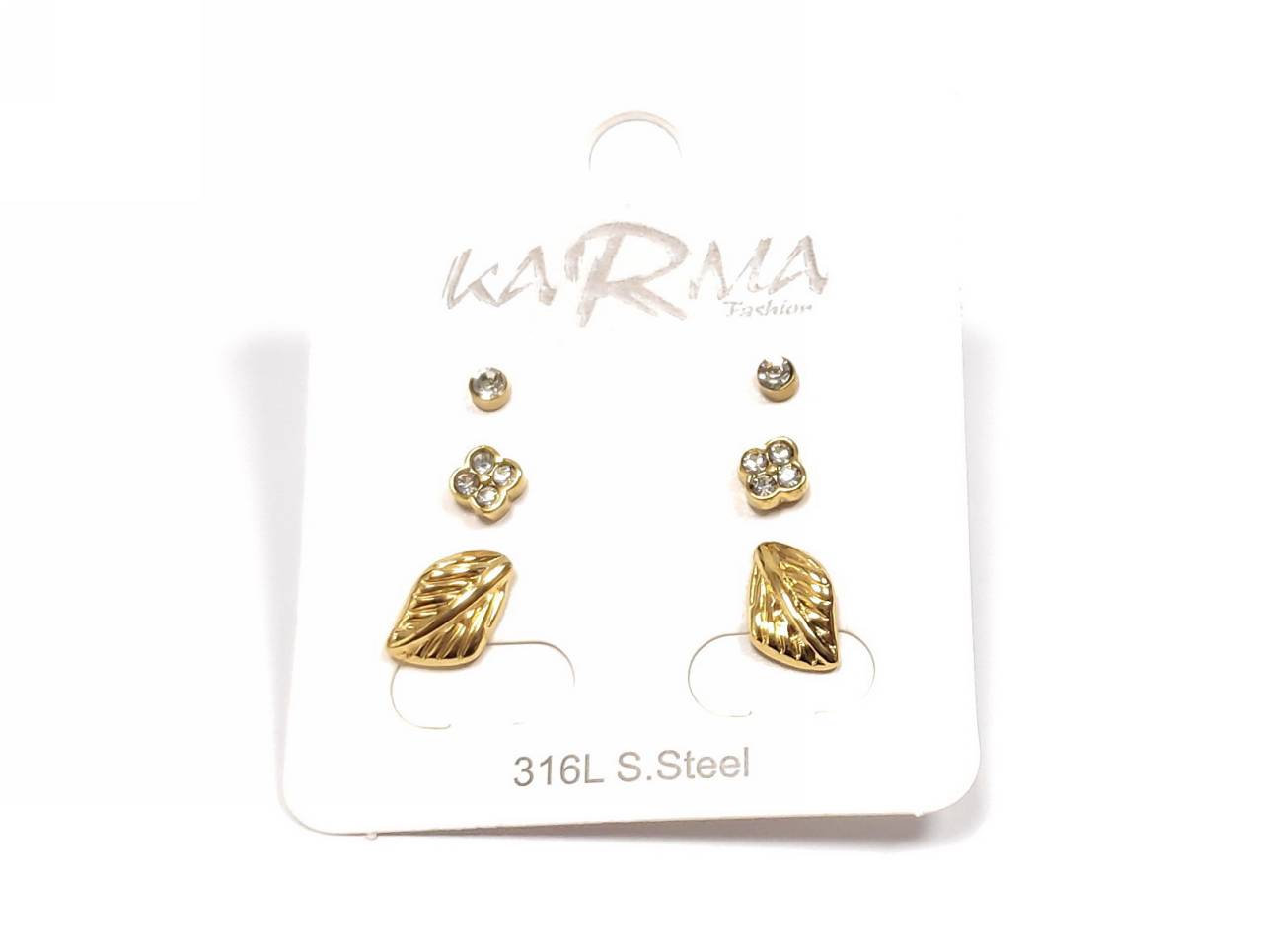 Σετ 6 Ζευγάρια Γυναικεία Σκουλαρίκια KARMA Fashion με Κρύσταλλα και Διάφορα Σχέδια από Ανοξείδωτο Ατσάλι | 2412-135X