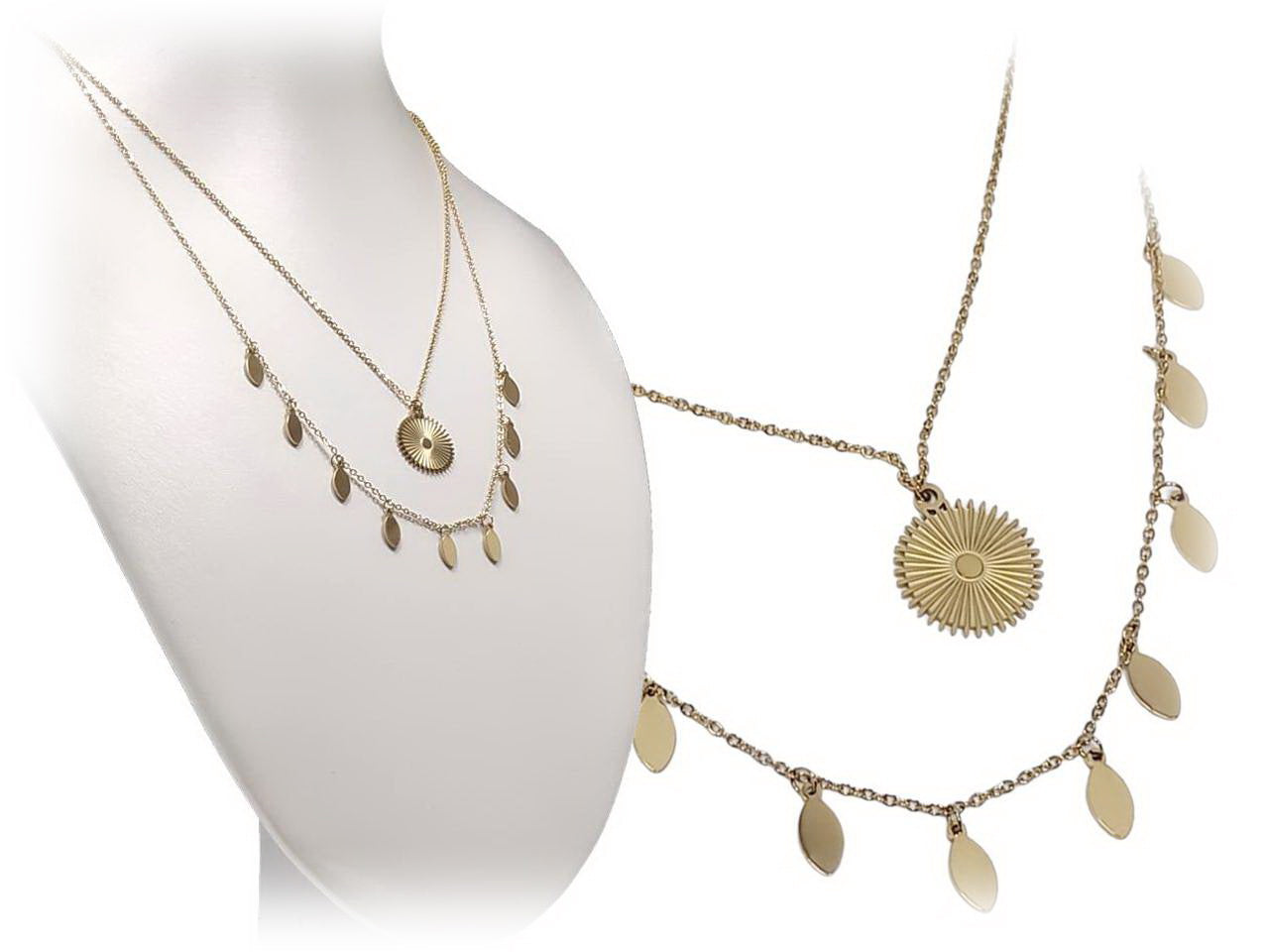 Κολιέ Ατσάλι 316L, διπλή αλυσίδα σε χρώμα Χρυσαφί