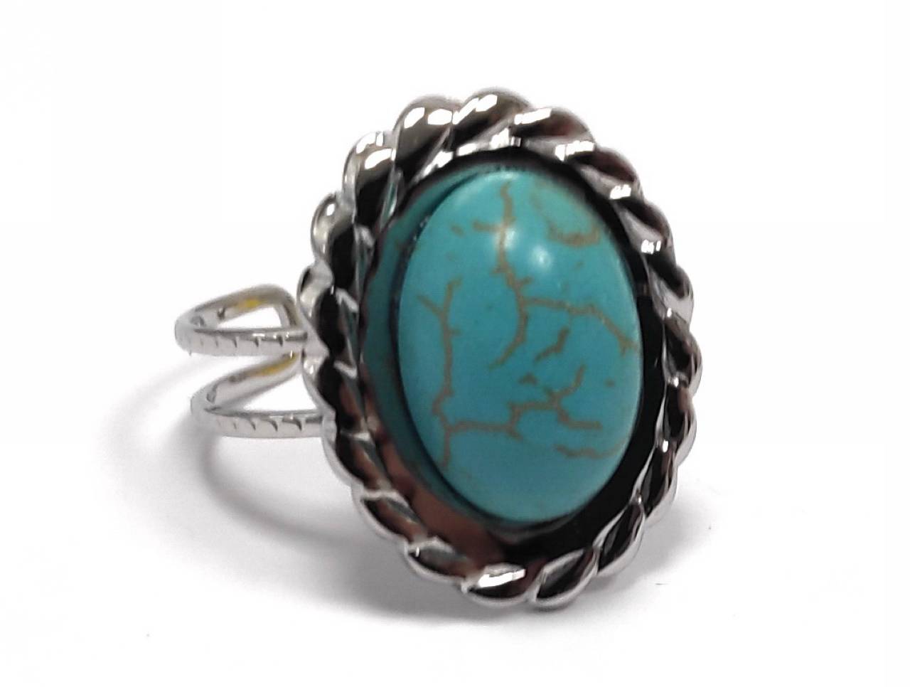 Δαχτυλίδι Ατσάλι 316L, με τυρκουάζ σε χρώμα Ασημί