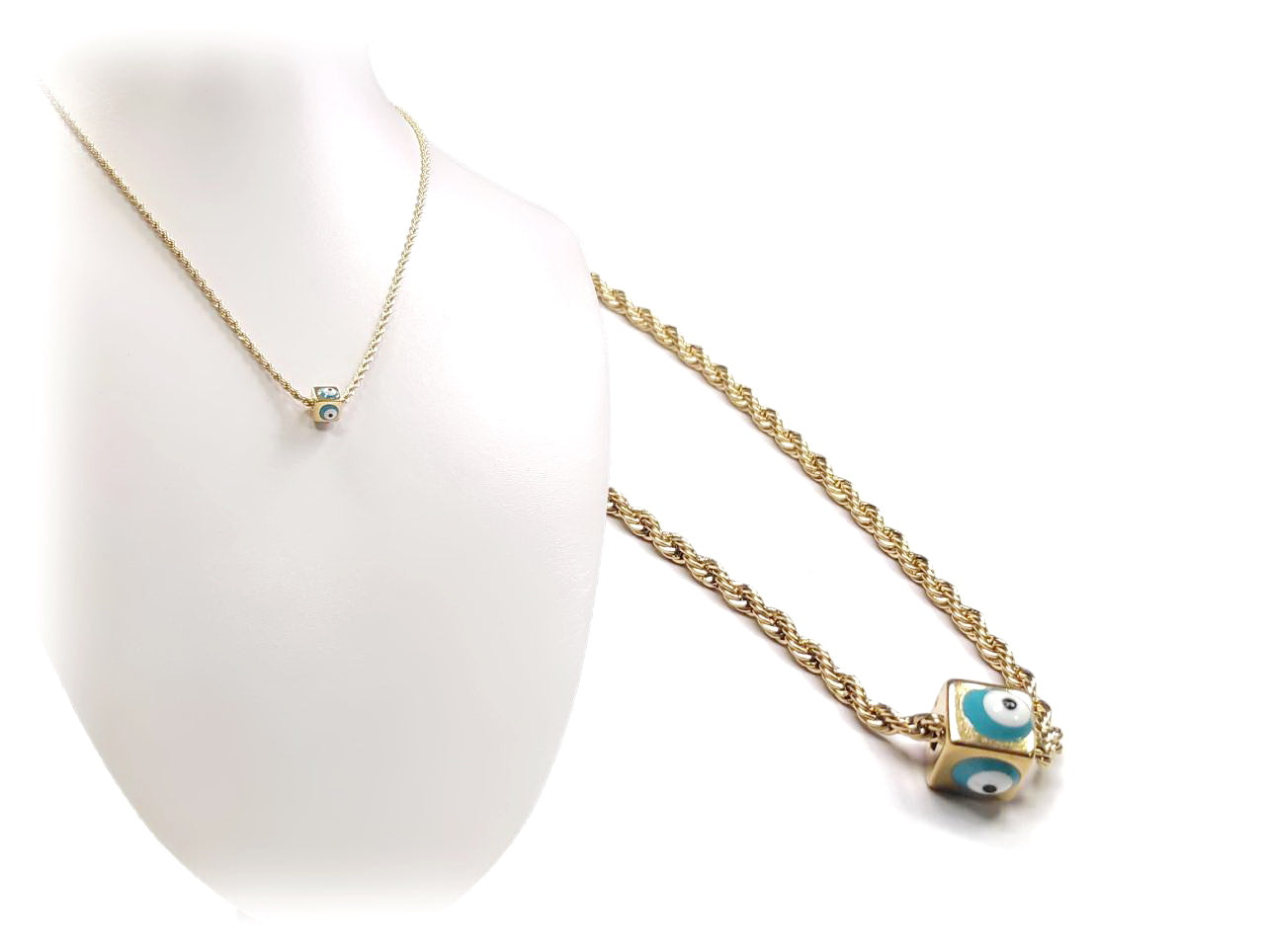 Κολιέ Ατσάλι 316L, αλυσίδα με μάτι σε χρώμα Χρυσαφί, Μήκος 40cm