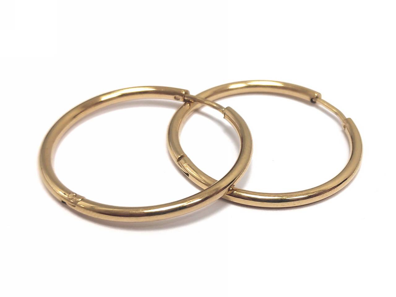 Σκουλαρίκια Ατσάλι 316L, κρίκος σε χρώμα Χρυσαφί, Διάμετρος 3,5cm