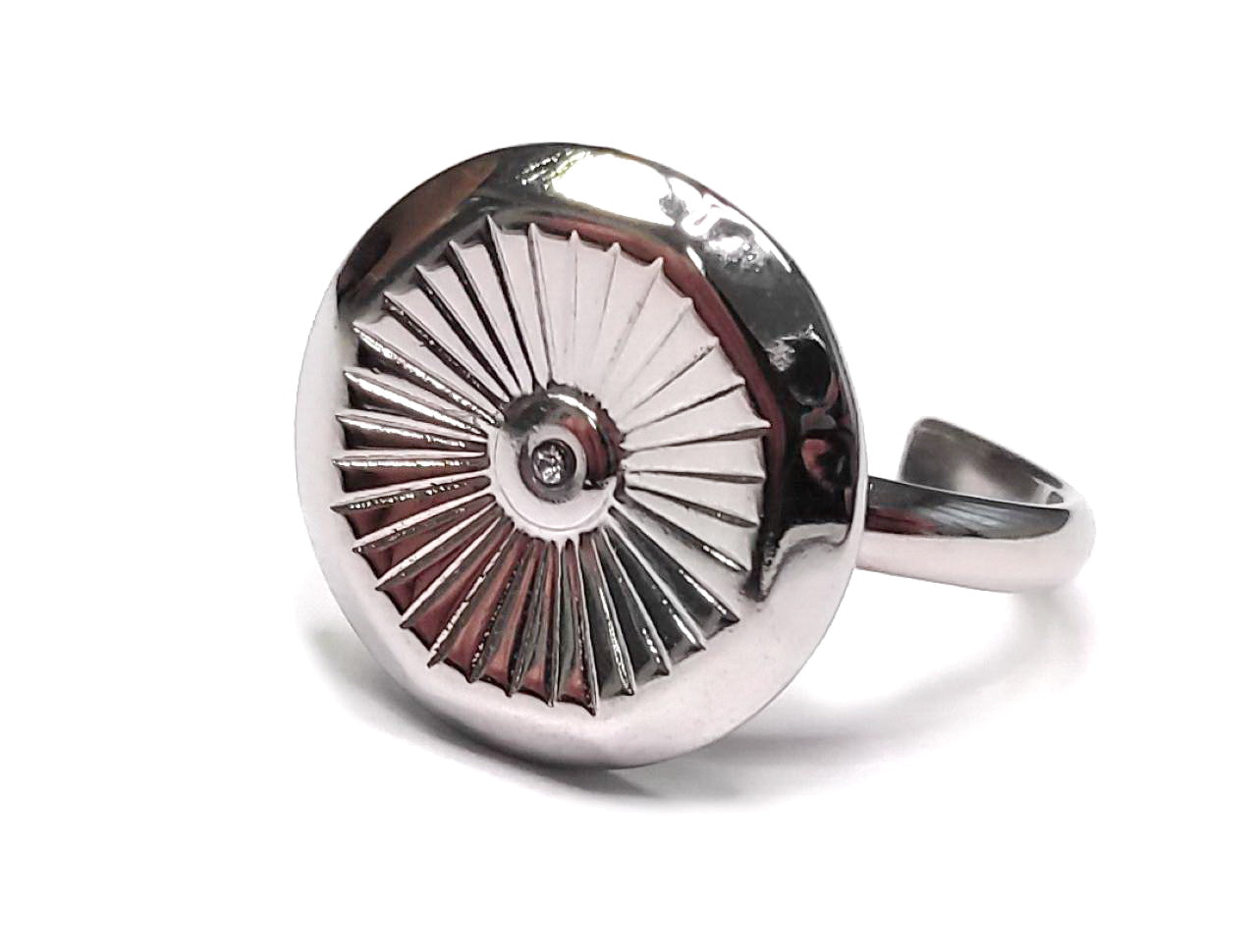 Δαχτυλίδι Ατσάλι 316L, με στρας σε χρώμα Ασημί