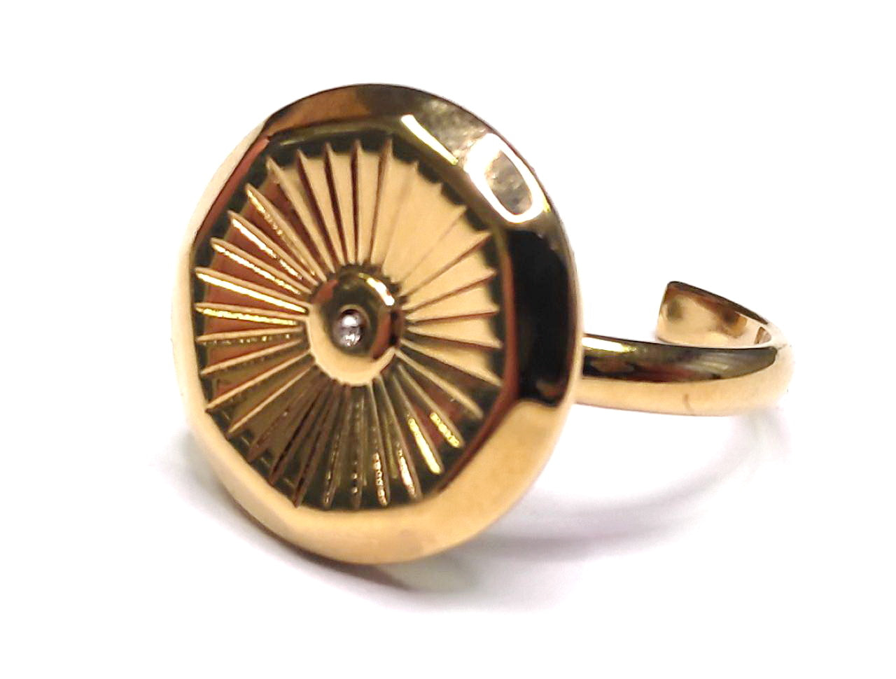 Δαχτυλίδι Ατσάλι 316L, με στρας σε χρώμα Χρυσαφί