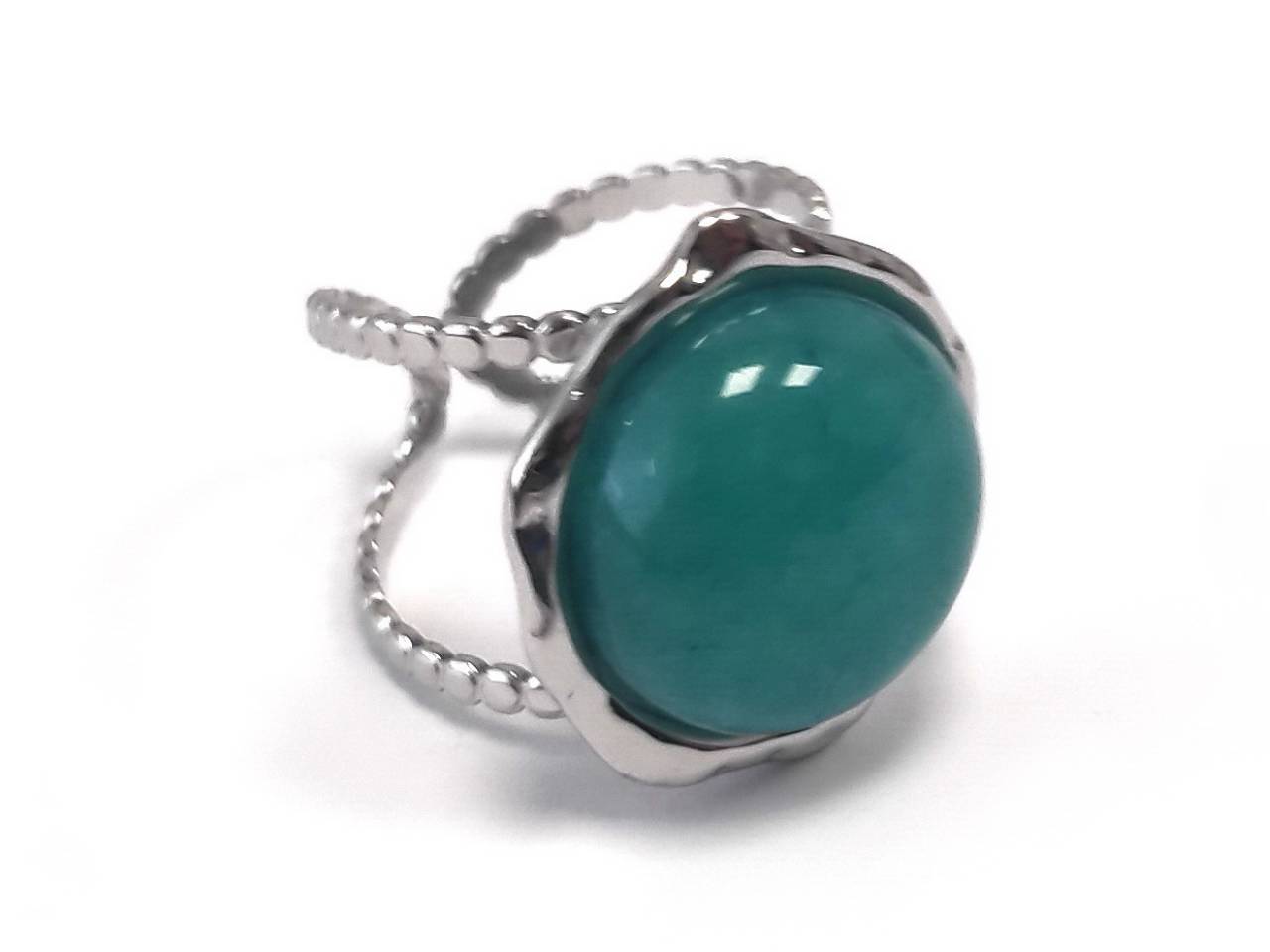 Δαχτυλίδι Ατσάλι 316L, με τυρκουάζ σε χρώμα Ασημί