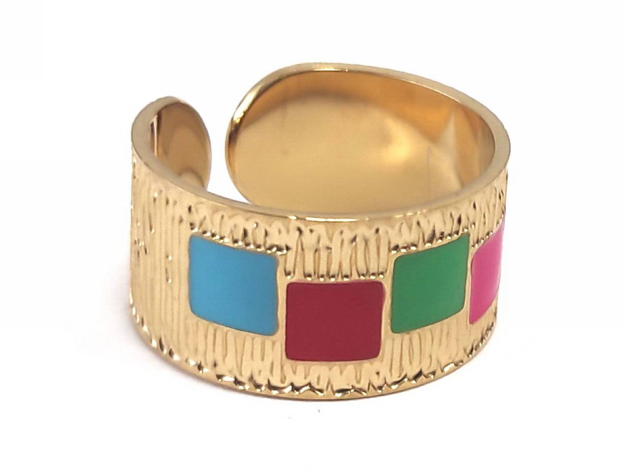 Δαχτυλίδι Ατσάλι 316L,με πολύχρωμο σμάλτο σε χρώμα Χρυσαφί