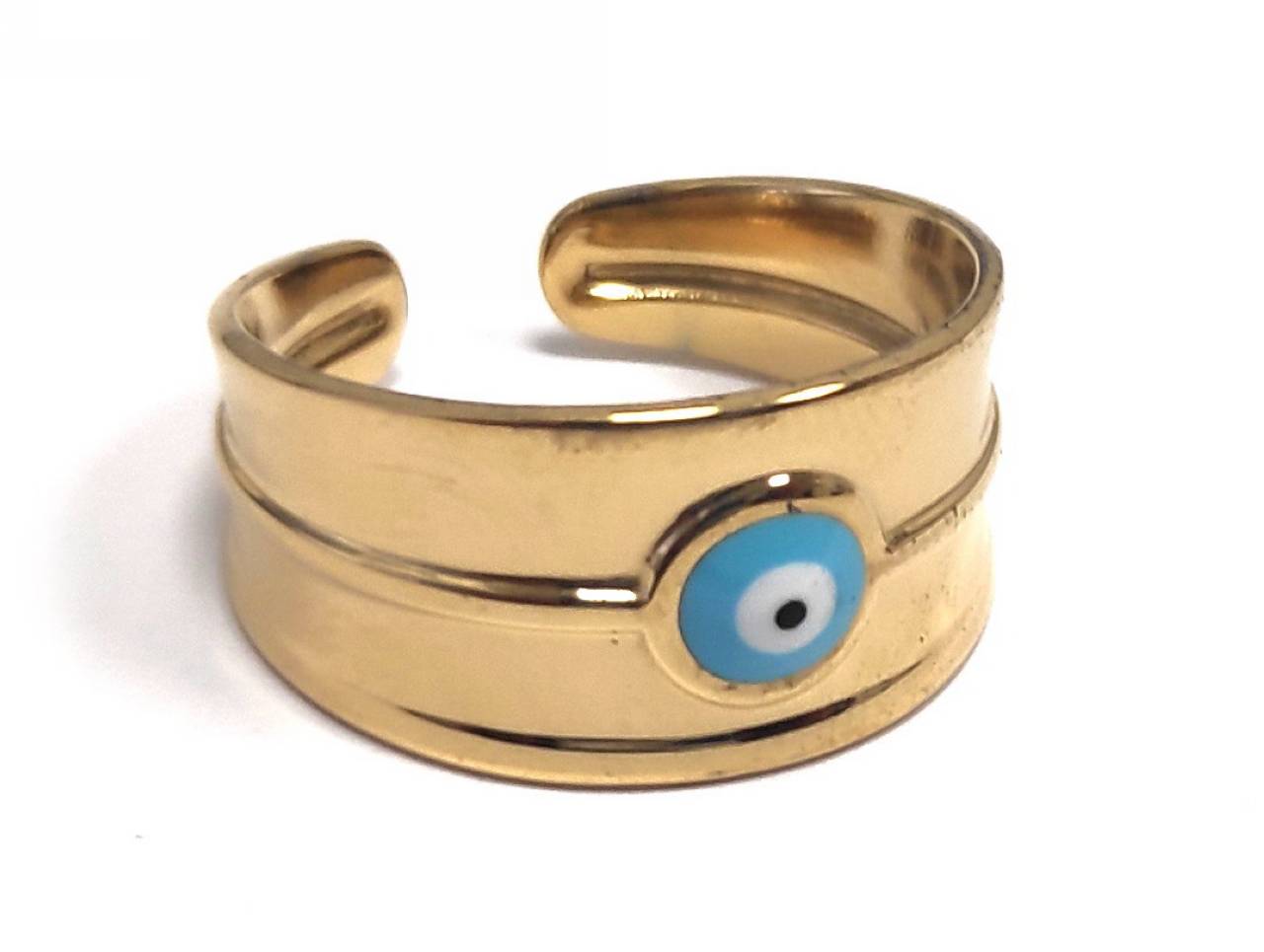 Δαχτυλίδι Ατσάλι 316L, με μάτι σε χρώμα Χρυσαφί