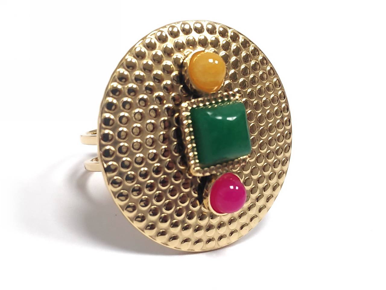 Δαχτυλίδι Ατσάλι 316L, με πολύχρωμες πέτρες σε χρώμα Χρυσαφί