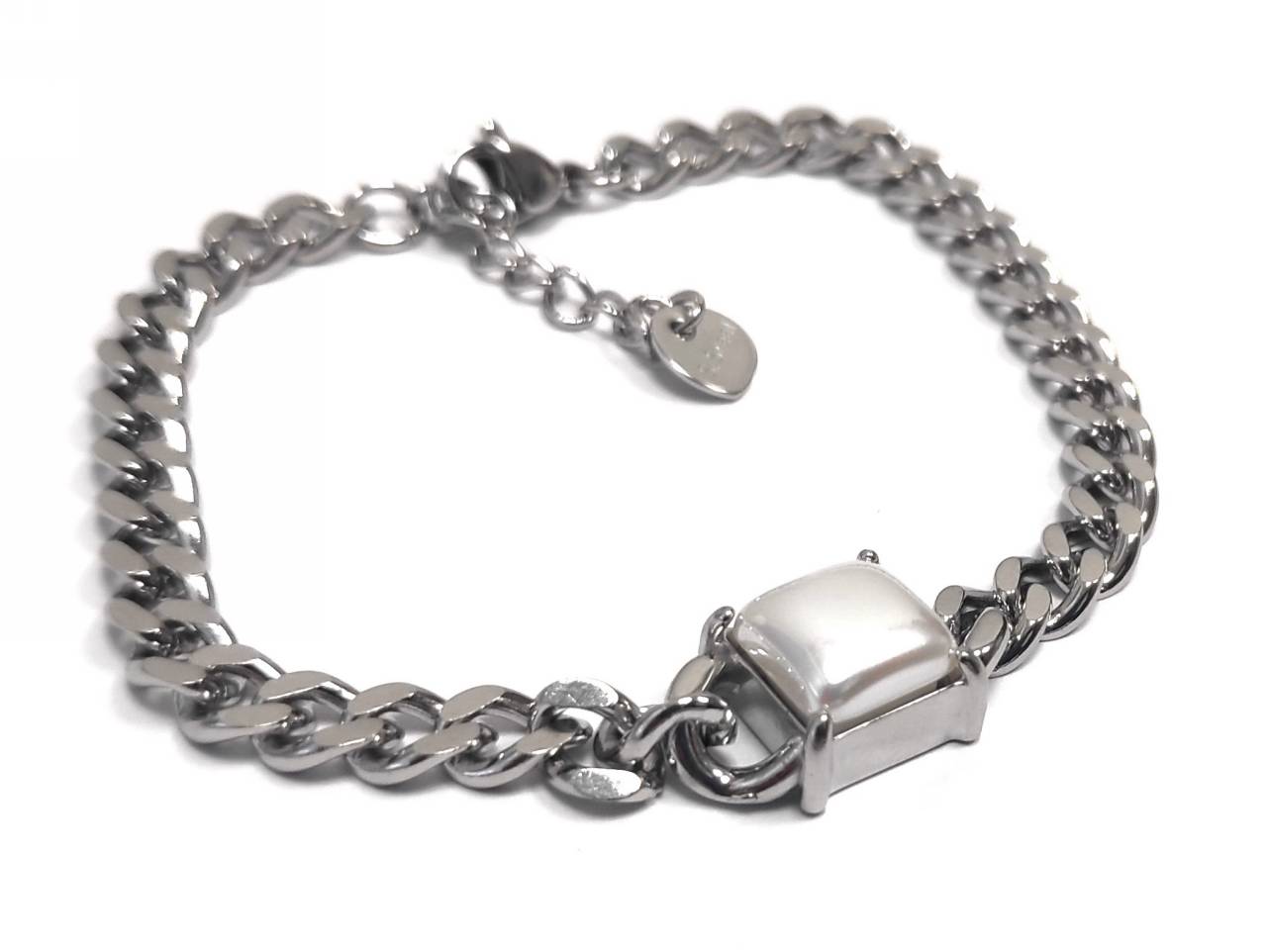 Βραχιόλι Ατσάλι 316L, αλυσίδα με φίλντισι σε χρώμα Ασημί