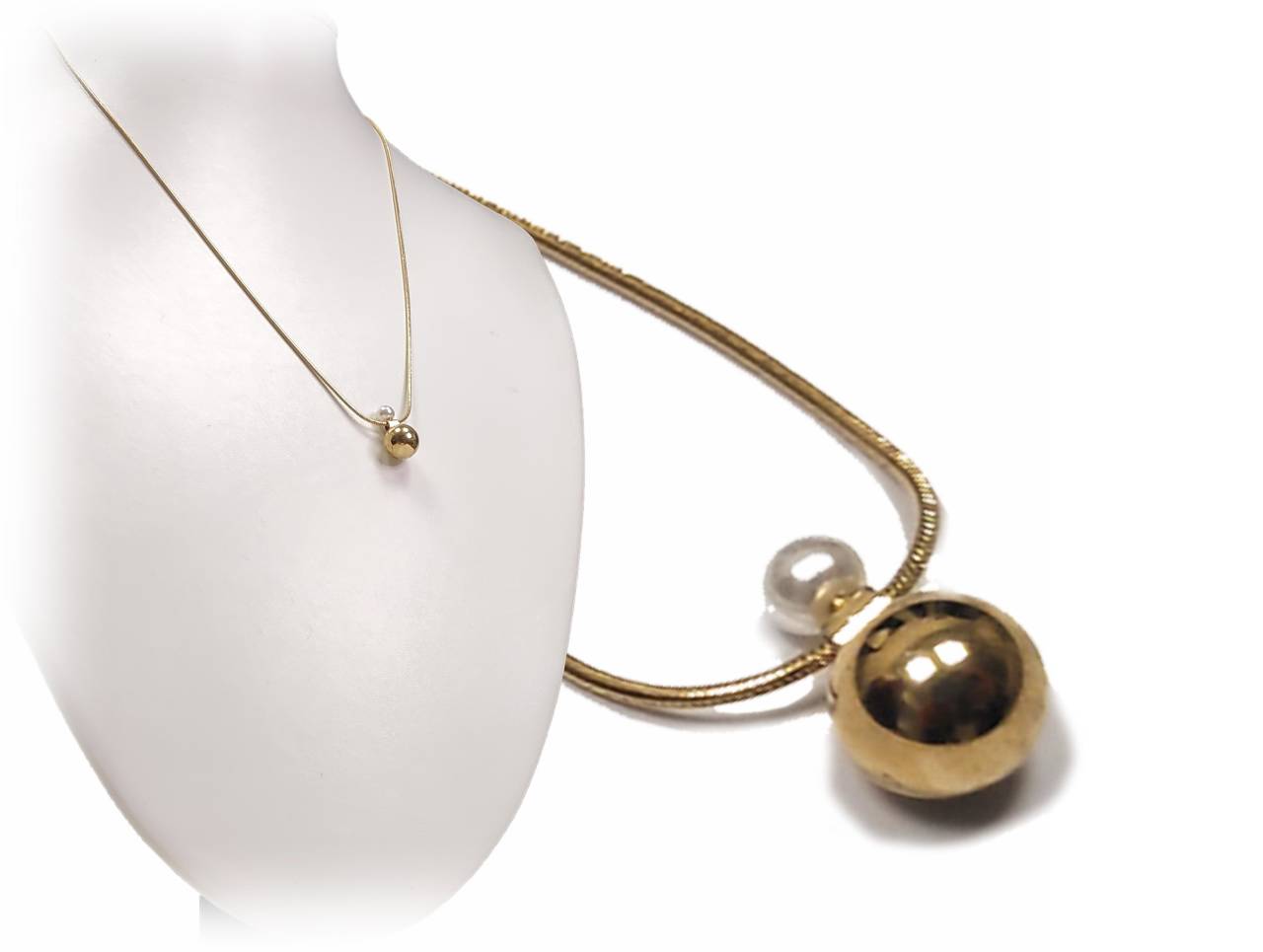 Κολιέ Ατσάλι 316L, αλυσίδα με πέρλα σε χρώμα Χρυσαφί