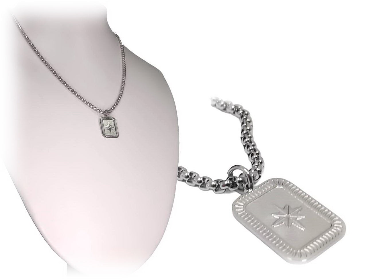 Κολιέ Ατσάλι 316L, αλυσίδα σε χρώμα Ασημί, Μήκος 40cm