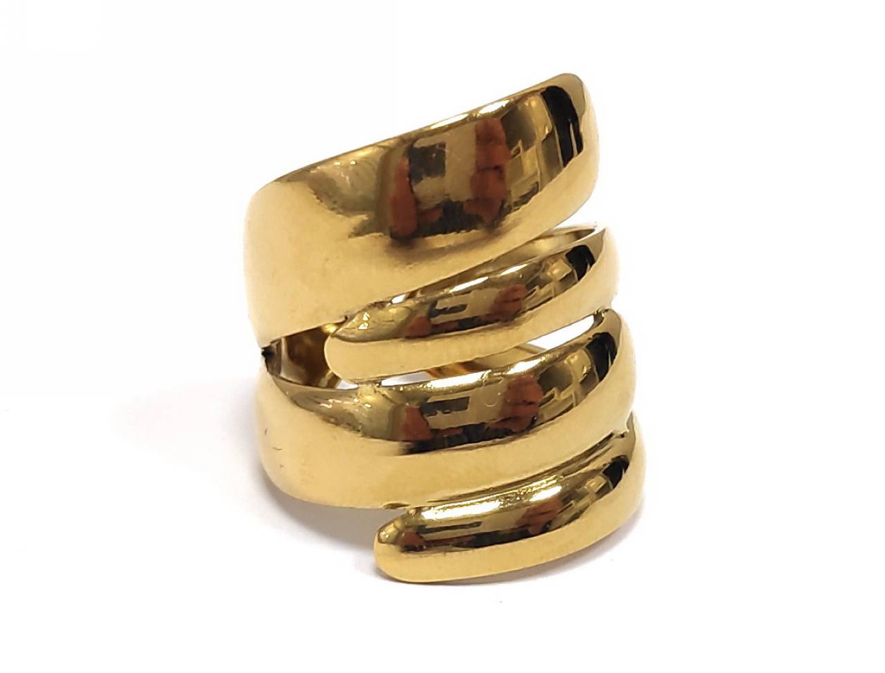 Γυναικείο Χρυσό Δαχτυλίδι με Σπιράλ Σχεδίαση και Γυαλιστερή Επιφάνεια | 2412-001X