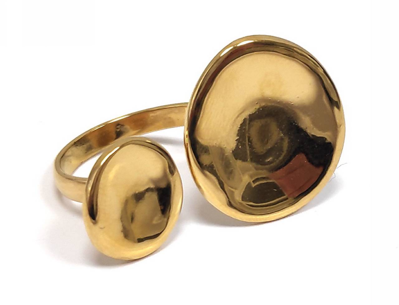 Γυναικείο Χρυσό Δαχτυλίδι με Δύο Στρογγυλές Γυαλιστερές Επιφάνειες | 2412-008X