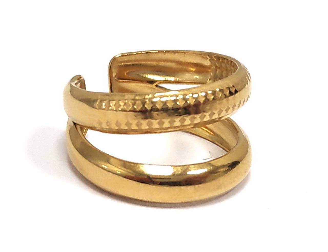 Γυναικείο Χρυσό Δαχτυλίδι με Δύο Λωρίδες και Ανάγλυφη Υφή | 2412-010X