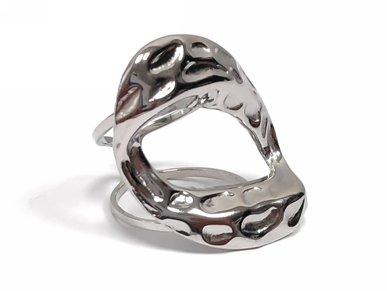 Ασημί Γυναικείο Δαχτυλίδι με Μοντέρνο Αφηρημένο Σχέδιο | 2412-018A