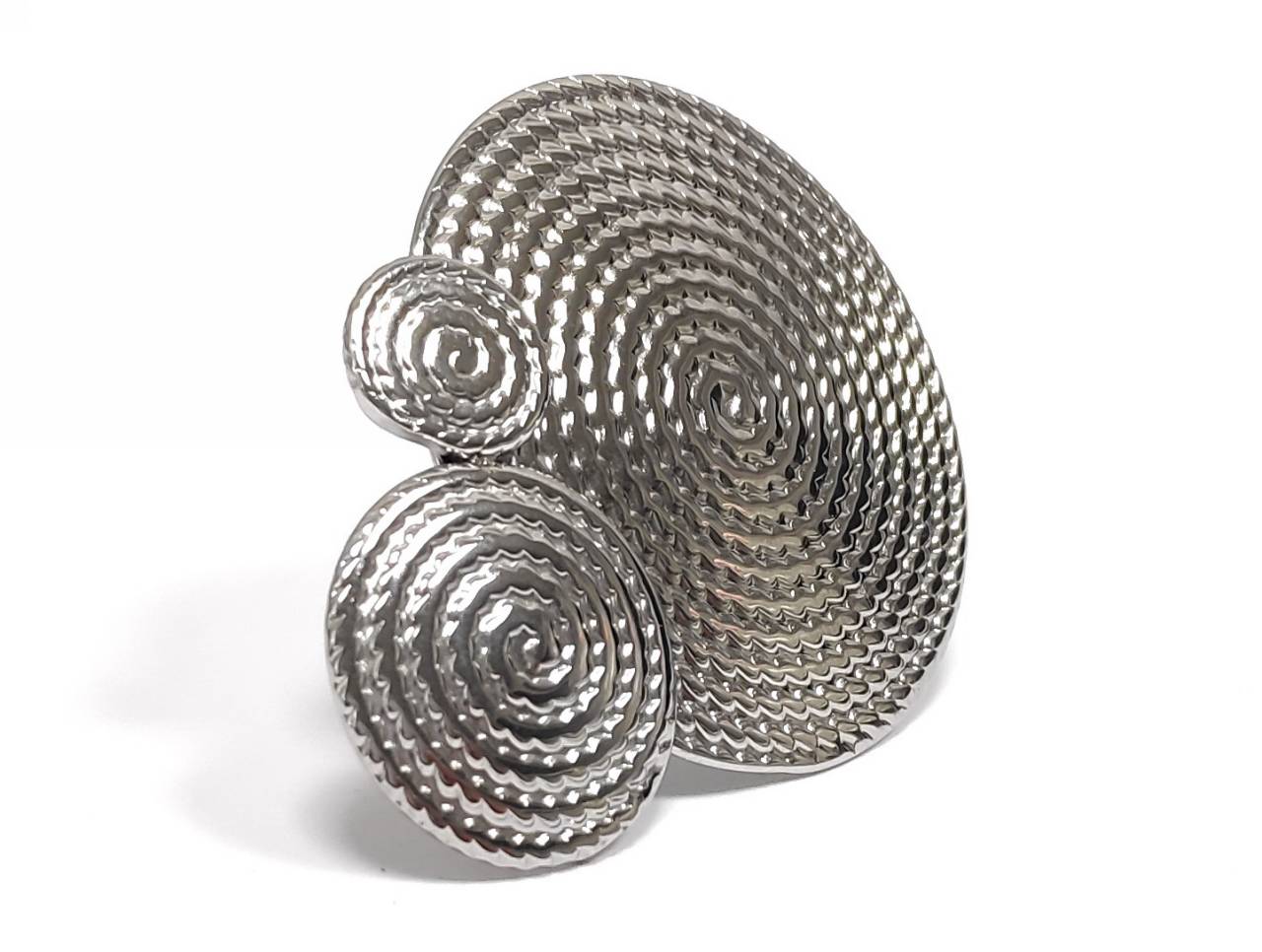 Εντυπωσιακό Γυναικείο Δαχτυλίδι με Δύο Σπειροειδή Μοτίβα από Ατσάλι | 2412-025A