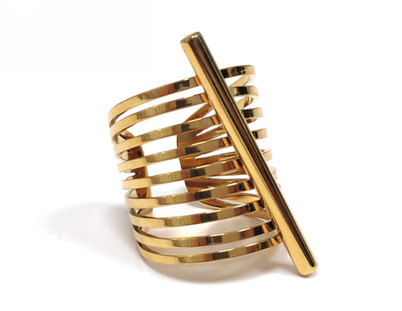 Γυναικείο Χρυσό Δαχτυλίδι με Μοντέρνο Σχεδιασμό και Κατακόρυφη Μπάρα | 2412-027X