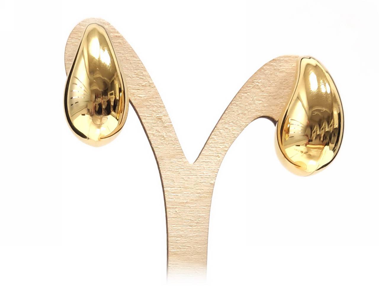 Κομψά Χρυσά Σκουλαρίκια Σε Σχήμα Σταγόνας με Λαμπερή Επιφάνεια | 2412-102X