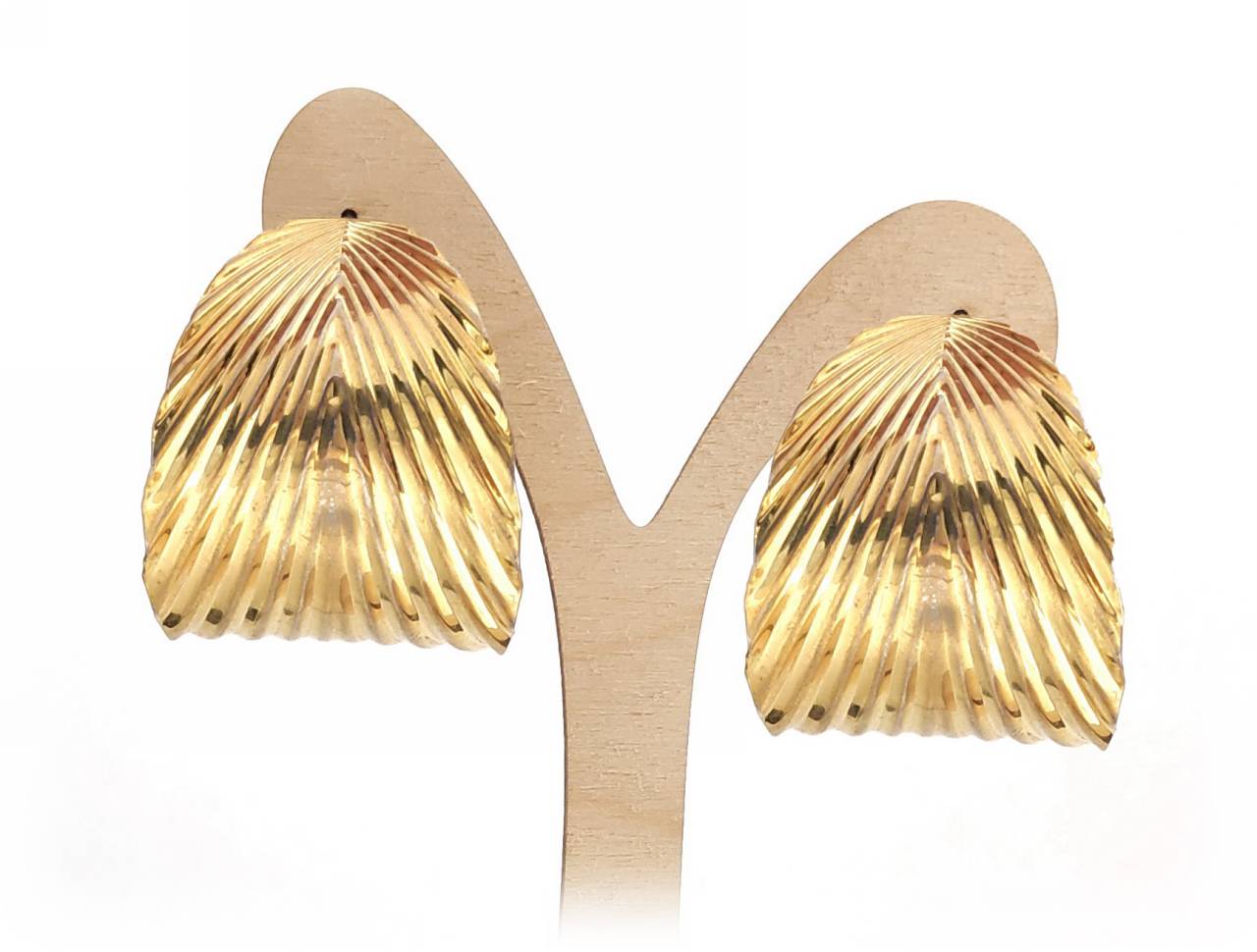 Κρεμαστά Σκουλαρίκια με Χρυσή Απόχρωση και Γυαλισμένες Πτυχές | 2412-104X